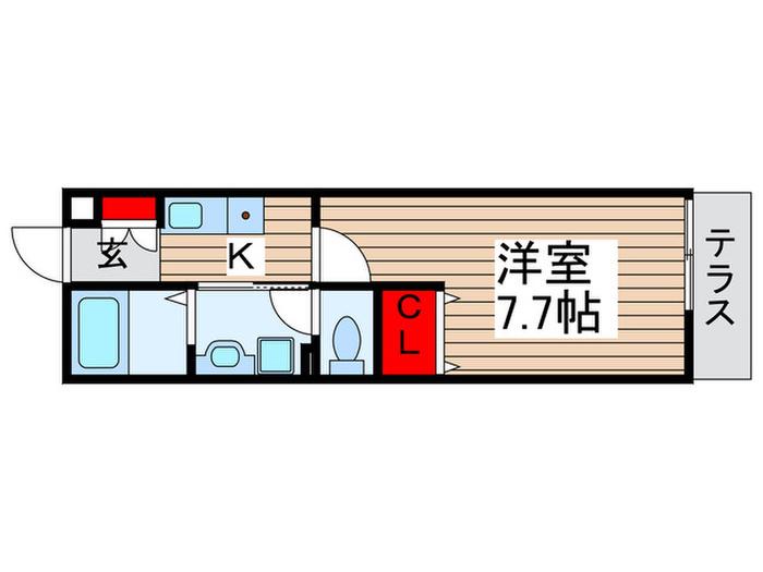 センタービレッジ常盤平(1K/1階)の間取り写真