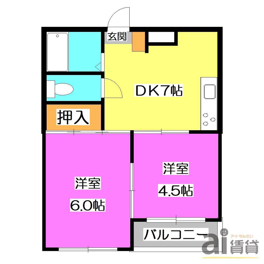 シティコーポパルナス所沢(2DK/2階)の間取り写真