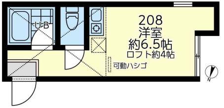 ユナイトコウカンラバーソウル(ワンルーム/2階)の間取り写真