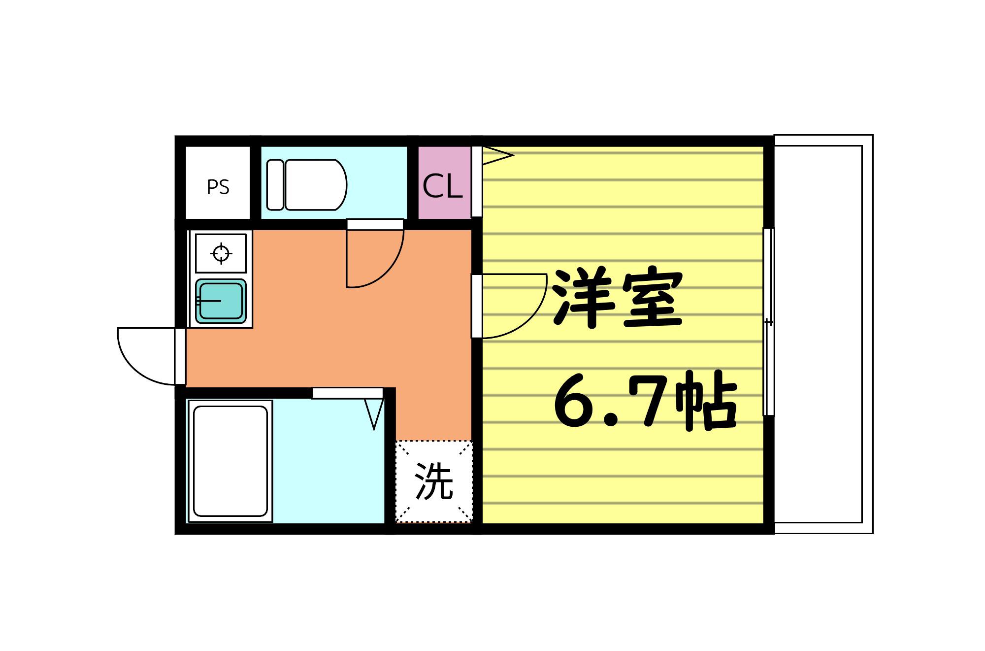 FLAT34深江橋(1K/7階)の間取り写真