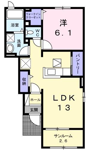イーストK(1LDK/1階)の間取り写真