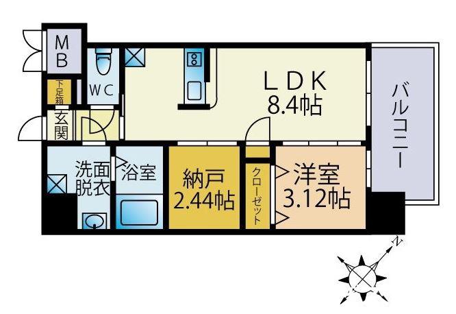 サードプレイス吉塚駅前(1SLDK/7階)の間取り写真