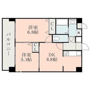 QREST熊大病院前(2DK/4階)の間取り写真