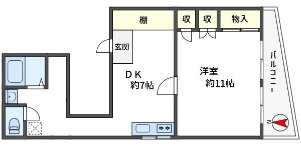 桜コーポ(1DK/2階)の間取り写真