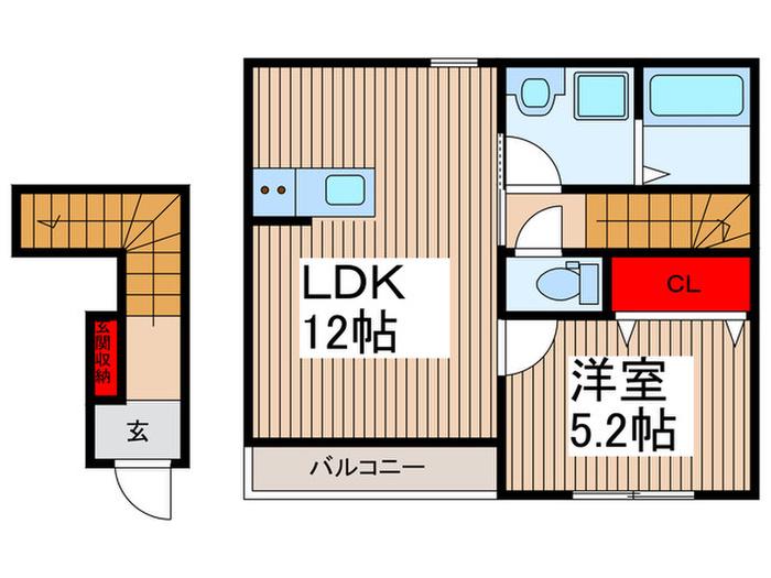リーブルファイン川口東本郷(1LDK/2階)の間取り写真