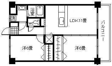 エレガンス北麓(2LDK/3階)の間取り写真