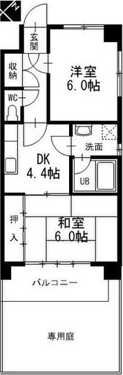 タキマツ第一マンション(2DK/1階)の間取り写真