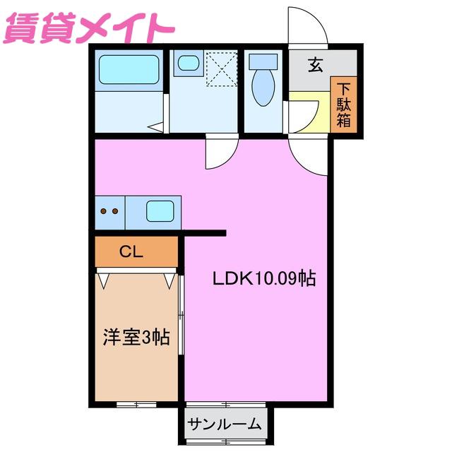 VIVRE(1LDK/1階)の間取り写真