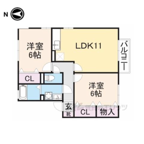 RIOAONO2号館(2LDK/2階)の間取り写真