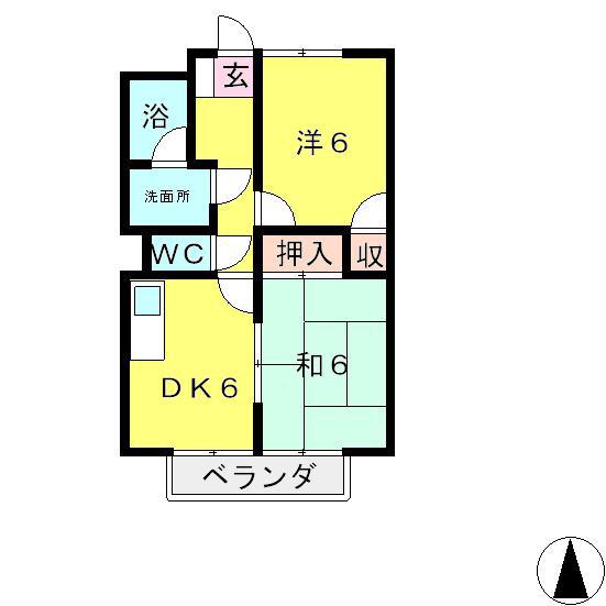 サープラスおおみ(2DK/1階)の間取り写真