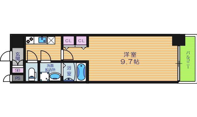 セイル淀屋橋(1K/5階)の間取り写真