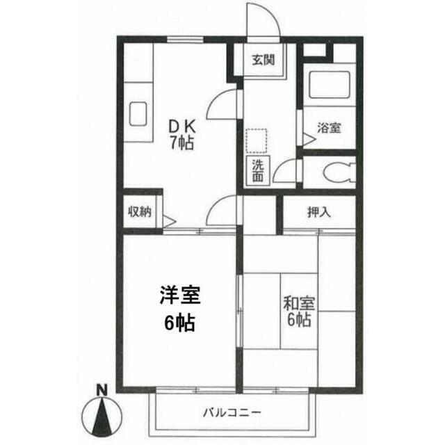 ソシア東館(2DK/1階)の間取り写真