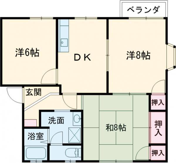 ハイツあきくさB(3DK/2階)の間取り写真