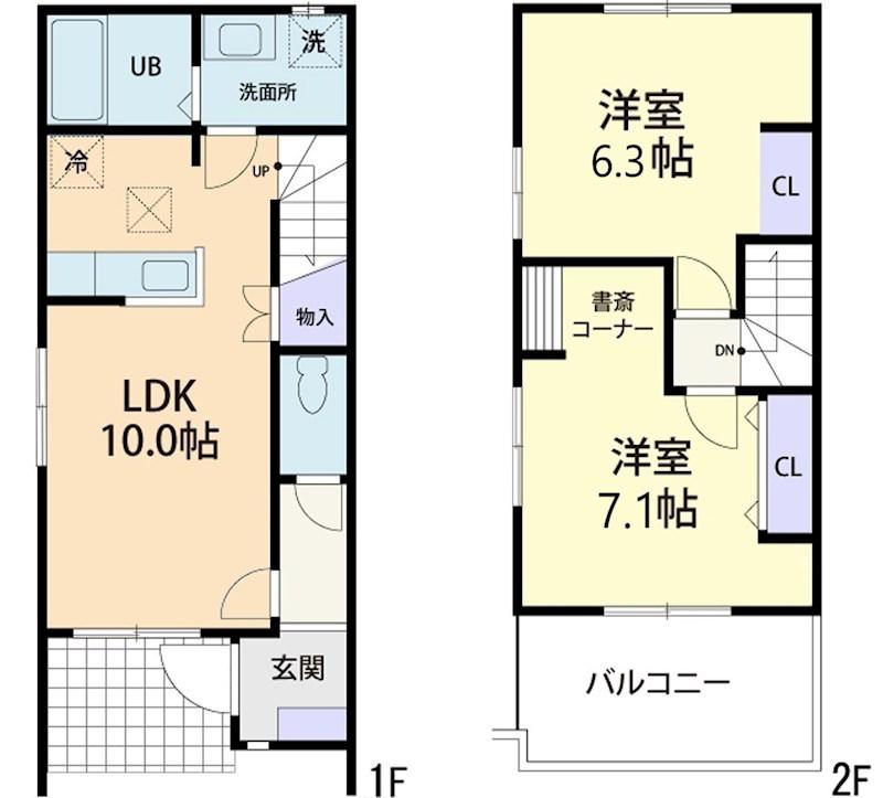 12/1秩父市永田町テラスハウス(2LDK/1階)の間取り写真