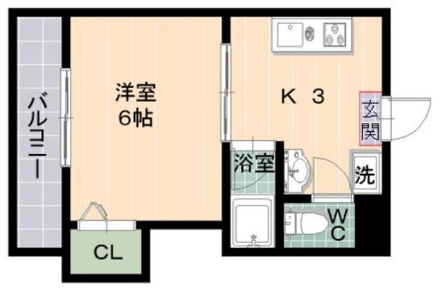 ルネッサンス室見(1K/7階)の間取り写真