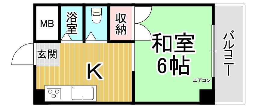 エイデルハイム甲子園(1K/1階)の間取り写真