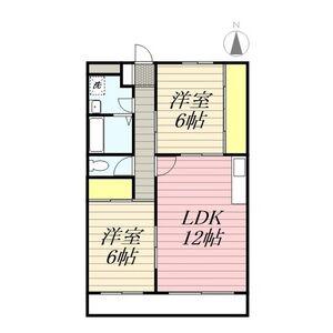 グランドール華(2LDK/4階)の間取り写真