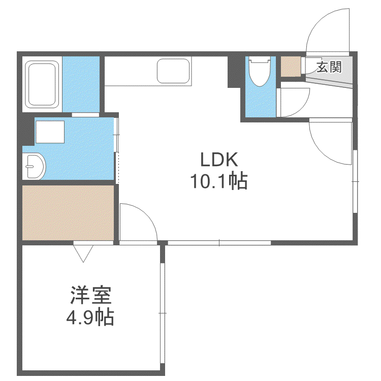 FODERA IMPERIAL二十四軒(1LDK/1階)の間取り写真