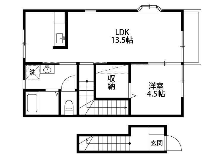 ウエストスター(1LDK/2階)の間取り写真