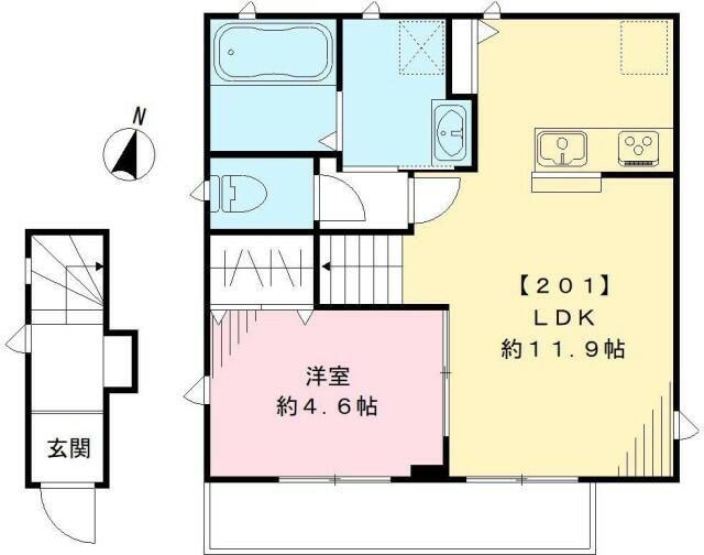 クレストS(1LDK/2階)の間取り写真