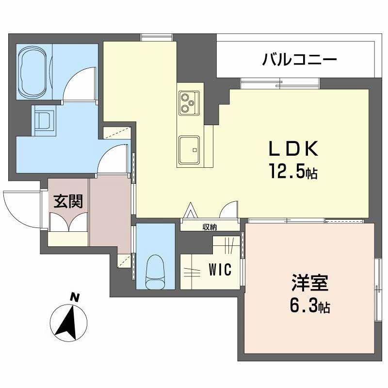 弓張月 上杉(1LDK/4階)の間取り写真