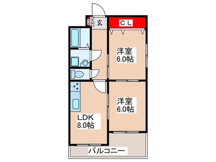 玉造鋼業庄村ビル(2LDK/3階)の間取り写真