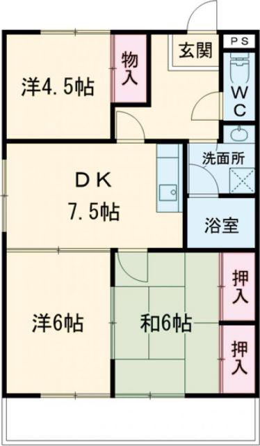 きくやハイツI(3DK/3階)の間取り写真