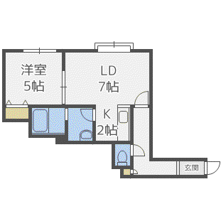 ビーブルー(1LDK/2階)の間取り写真