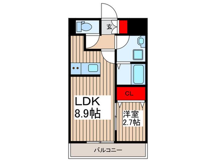 リーブルファイン東大沢(1LDK/1階)の間取り写真