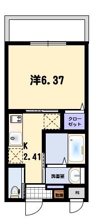 グランドソレーユIII(1K/1階)の間取り写真