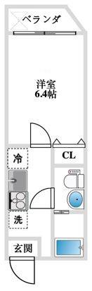 オークレスト小岩(1K/4階)の間取り写真