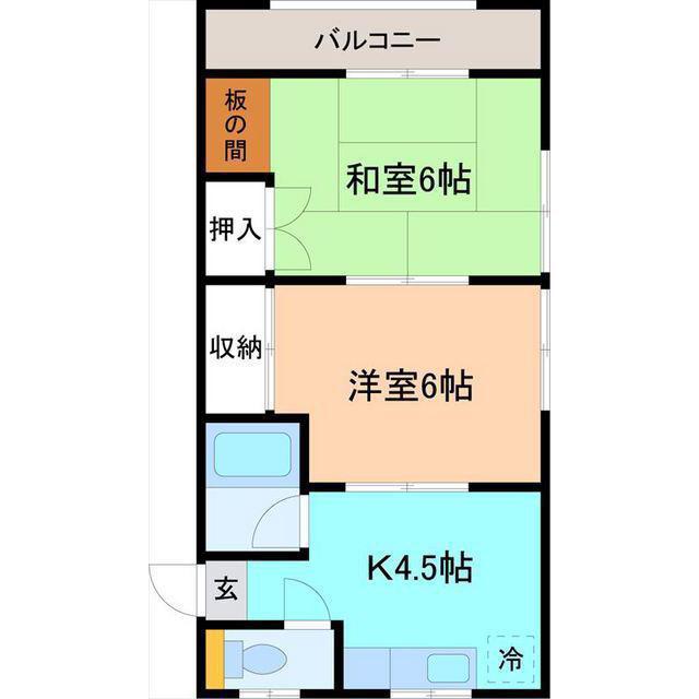 メゾンT(2K/2階)の間取り写真