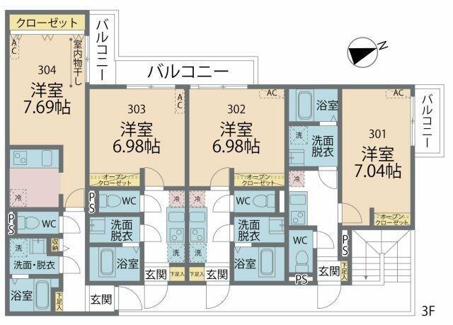 カインドネス橋本II(1K/3階)の間取り写真