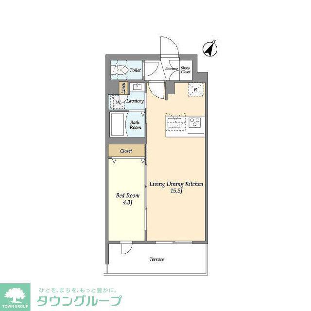 ルネサンスコート祐天寺TERRACE(1LDK/1階)の間取り写真