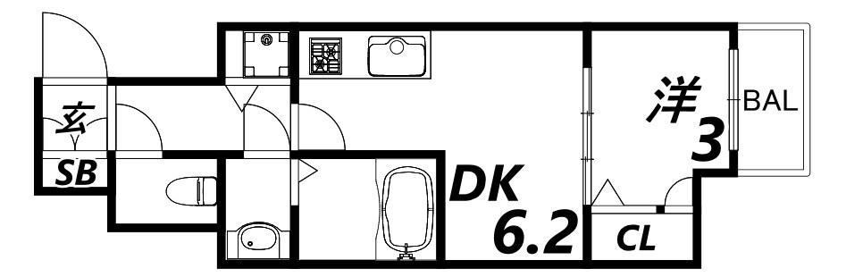 エスリード大阪セレスティア(1DK/4階)の間取り写真
