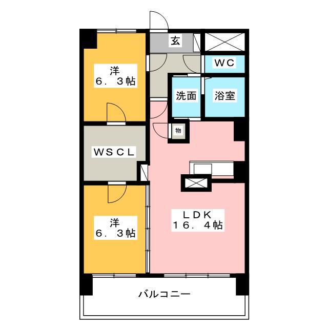 ＪＲ東海道本線 蒲原駅 徒歩18分 6階建 築13年(2LDK/4階)の間取り写真
