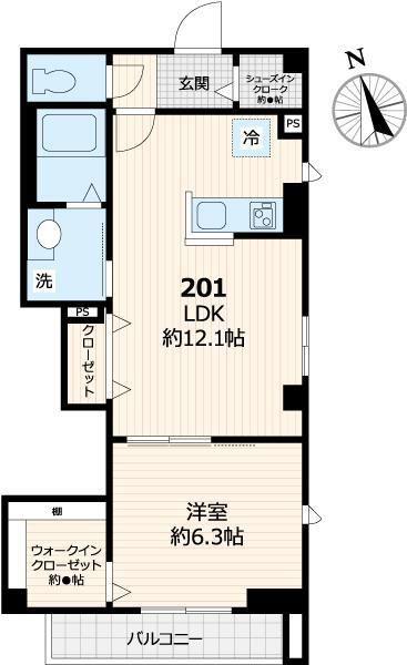 PORTOFINO本郷(1LDK/2階)の間取り写真