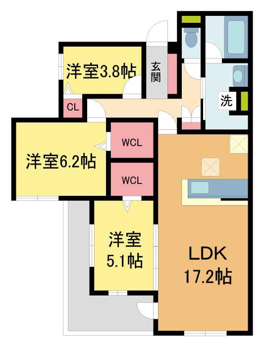 GREENPALACE樋之池(3LDK/1階)の間取り写真