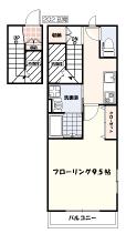 レストIII(1K/2階)の間取り写真