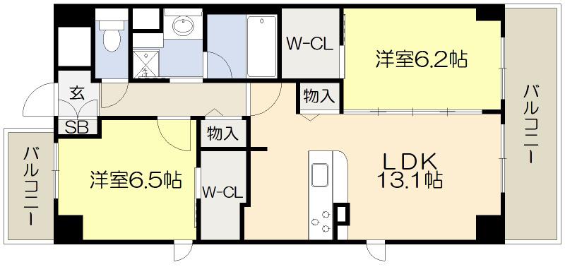 フローラル桃山台(2LDK/3階)の間取り写真
