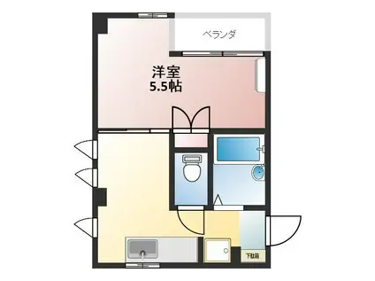 リヴェール昭島(1K/2階)の間取り写真