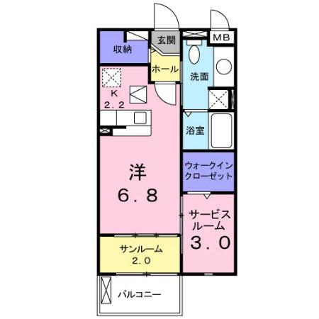 EKARINA助任(1SK/1階)の間取り写真