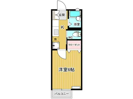 デュオトリアII(1K/2階)の間取り写真