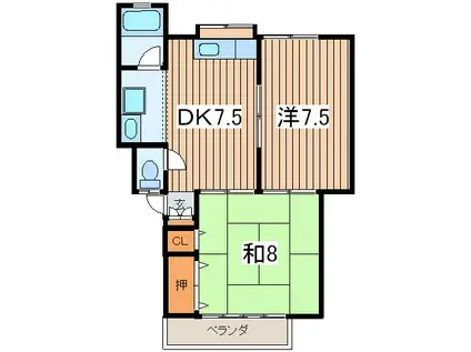 パークサイド(2DK/2階)の間取り写真