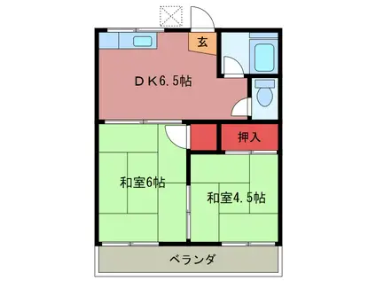 コーポラス関谷(2DK/2階)の間取り写真