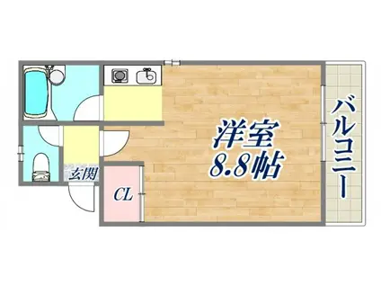 サンビオラ西宮(1K/2階)の間取り写真