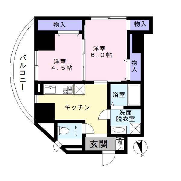 ハイツグレース(2DK/10階)の間取り写真