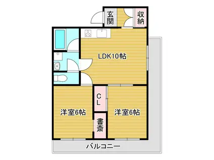 ハイツ西裏(2LDK/1階)の間取り写真