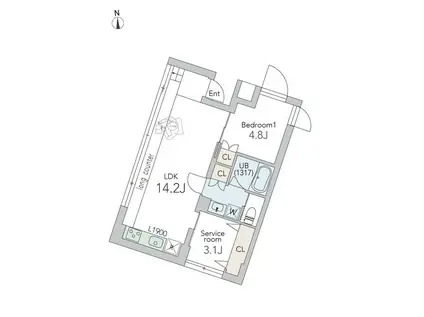 GRANDUO大森山王2(1SLDK/1階)の間取り写真