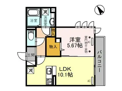 コンフォート上和田(1LDK/3階)の間取り写真